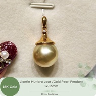 Liontin Mutiara Laut Asli 12-13mm Gold Pearl Pendant  Emas 750