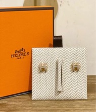 全新Hermes mini pop h 耳環（奶茶色金扣）
