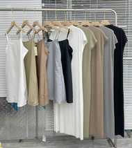 [VOUCHER 12%/149K] Đầm suông sát nách dập sọc dọc kèm hai dây bên trong HE162