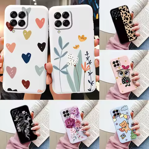 For Samsung Galaxy M33 M53 5G Case Cute Fashion Heart Flowers Soft Silicone Bumper Cover For Samsung