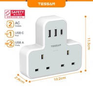 TESSAN USB C Multi Plug Adapter Extension Socket Multi USB Charging Station MultiPlug Extender