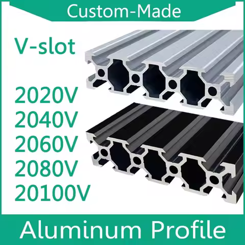 V-slot 2020 2040 2060 2080 20100V Aluminum Profile Black Linear Rail Sliver Extrusion Profile CNC Fr