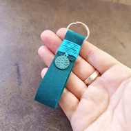 Blue Greek Vergina Sun Leather Keychain, Personalized Monogram/Name Keyfob