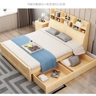 [🔥Free Delivery🚚🔥]Solid Wood Bed 1.8 M Double Bed Storage Bed Bed Frame With Headboard With bedside table with Mattress With drawers Upholstered Bed Single/Queen/King Bed Frame