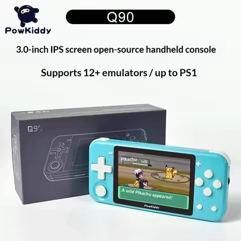 Powkiddy Q90 Handheld Game Console 3.0Inch Ips Screen Open Source And Situ Dual Os Ps Joystick Retro