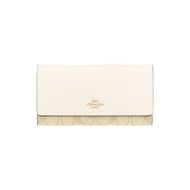 [Coach] Wallet (Long Wallet) FC5966 C5966 Light Khaki×Chalk Signature PVC Leather Slim Trifold Wallet Women [Outlet Item] [Brand]