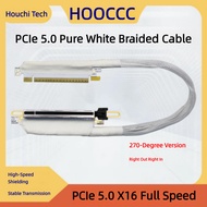 HOOCCC Server Cable PCIE 5.0 X16 Gpu Extension Cable GPU Riser Cable Pure White Silver Plated