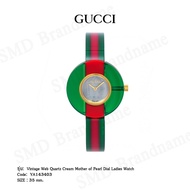 Gucci นาฬิกาข้อมือผู้หญิง รุ่น Vintage Web Quartz Cream Mother of Pearl Dial Ladies Watch Code: YA14