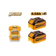 INGCO เซ็ตแบตเตอรี่ลิเทียมไอออน 20V P20S Lithium-Ion Battery Kit 20V | 2.0Ah X 3 รุ่น COSLI240311 |