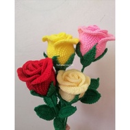 BUNGA ROS KAIT/CROCHET ROSE/FLOWER/HIASAN RUMAH