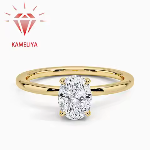KAMELIYA Moissanite Engagement Ring for Women Gold Plated 925 Sterling Silver 1/2/3/5/8ct Diamond Ri