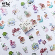 45 Pcs Various Shapes Stickers Succulent Potted Green Flower Plant Series Decals For Bullet Journal Decoration Diy Scrapbook