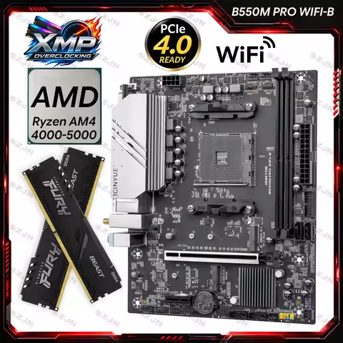 JGINYUE B550M PRO WIFI-B AM4 Motherboard Ryzen 4000 5000 DDR4 64GB XMP 4000MHz PCIe 4.0 2x M.2 NVMe 