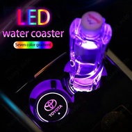 【Stylish and Practical with Beautiful Discount】 Toyota Gr Sport Colorful Car LED Water Coaster Car Decoration Accessories for Hilux Innova Corolla Cross Rush Calya Yaris Vios