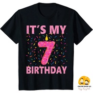 Kids Sweet donut It's My 7th Birthday Shirt 7 Yrs Old Gift T-Shirt Children's Fashion Children's Clo