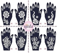 mehandi design stickers for hand Set of 8pc Combo | Temporary Tattoo Mehandi Stencil Stickers for Fu