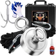 VNDUEEY 1000 LBS Fishing Magnet Kit, Magnet Fshing Kit-Includes Grappling Hook, Heavy Duty 65FT Rope