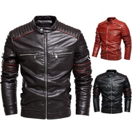 READY STOCK Black Leather Jacket Men Leather Jacket Motorcycle WindBreaker Casual Smart PU Outerwear Jaket Lelaki Motor