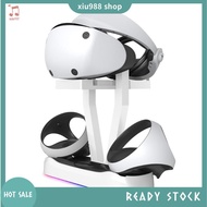 (xiu988) For PS VR2 Charging Station with Colorful RGB Light and Headset Holder,VR Game Controller C