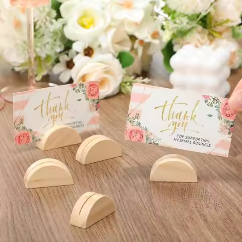 46 pcs Table Place Card Holders for Wedding Table Settings, Stable Flat Bottom, Natural Wood Finish,