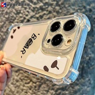 Cartoon Bear Pattern Clear Cover For Samsung Galaxy S26 S25 Ultra Edge Plus FE M36 F36 M56 F56 5G 4G