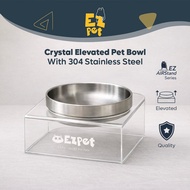 EZPET🐱【EZ AirStand Clear Elevated 304Stainless Steel Pet Bowl】Pet Food Bowl Feeding Bowl Bekas Mangk