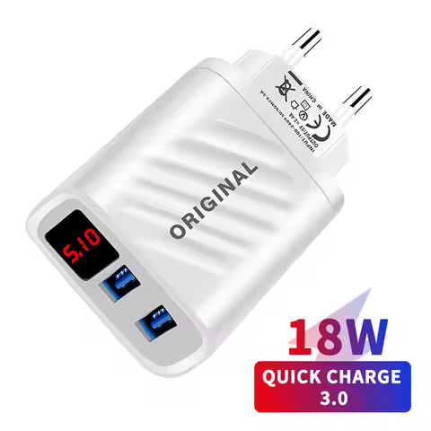 18W Dual USB Charger Fast Charging Phone Charger Adapter For iPhone Xiaomi Samsung Quick Charge LED 