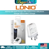 LDNIO A3511Q 65W GaN Charger PD4.0 QC3.0 Fast USB phone Charger QC3.0 USB-C Charge
