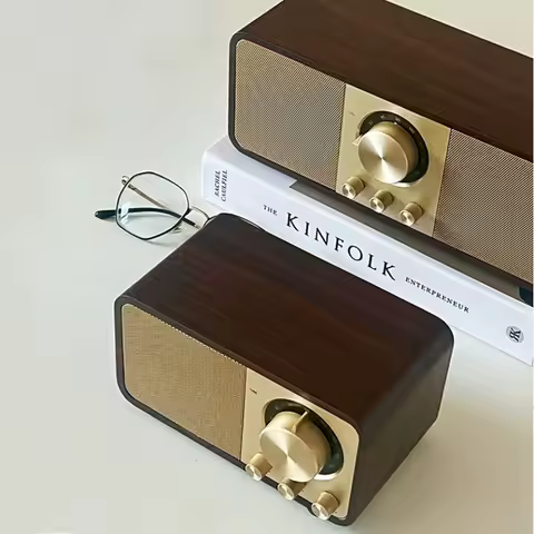 JY-82/66 Portable Retro FM Radios Wooden Wireless Hi-fi Stereo Blue Tooth Speakers Support TF Card/U