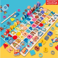 8 in1 Wooden Puzzle Toys Fishing Game Shape Sorter Counting Game Educational Learning Toy Wooden Cog