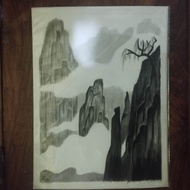 Trees on a Mountain Ink Painting [Version 3] by Rai Manga