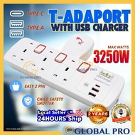 [SIRIM] T-ADAPORT USB TYPE C Port 3.1A Trailing Extension Socket Extension SIRIM DIY Extension Socke