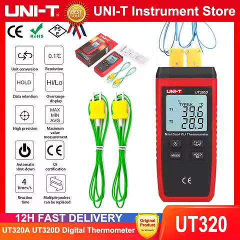UNI-T UT320D UT320A Thermometer hygrometer Thermokoppel contact type dual channel K/J temperature me
