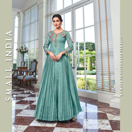 {**ส่งฟรี**} SMALL INDIA 👗 Maslin Cotton With Handwork Gown Dress ชุดเดรส 👗 Women Blue Gown Dress