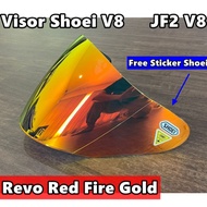 Visor SHOEI V8 JF2 V8 OPEN FACE Helmet Cermin Topi MHR TSR JF3 JF2 VISOR REVO BLUE REVO GOLD RAINBOW