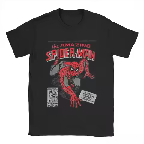 Spider-man Spiderman Movie Retro Comic Men T Shirts Creative Tees Round Neck T-Shirt 100% Cotton Bir