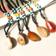 瑪瑙原石項鏈/纏絲瑪瑙隨形原石毛衣鏈 玉石玉器吊墜毛衣鏈