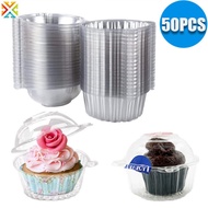 50pcs Plastic Cupcake Muffin Single Cup Cake Holders Boxes Pods Domes Cases Clear