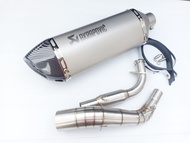 ชุดท่อ Aerox155(ยามาฮ่า แอร็อกซ์155)ปี 2016-2020 ท่อ Aerox155+AK18 นิ้วใบอ้วนสีเงินปากเคฟล่า