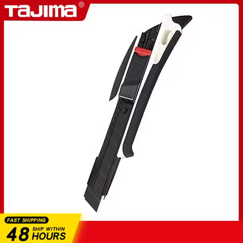 TAJIMA 1101-2002 Automatic Retractable Knife 18cm with Replaceable Blade Rubberised Handle Safety Re
