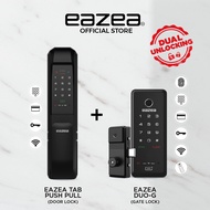 [Door + Gate] EAZEA Tab Push Pull Digital Door Lock + EAZEA Duo-G Digital Gate Lock | 5 IN 1 | PIN Code, RFID Access, Fingerprint, Key, Wi-Fi | 100% Made in Korea | 2 Years Onsite Warranty | HDB Door, HDB Gate | Synchronised Locks
