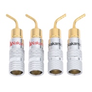 4Pcs 2mm Nakamichi Banana Plug Gold Plated Speaker Cable Pin Angel Wire Screws Lock Connector
