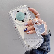 Cartoon Bear Bracelet Casing for Honor X9b X9a X9 X8 X7 X5 Honor 90 Lite 5G 4G Thickened TPU Transparent Phone Case Shockproof Protection Phone Back Cover