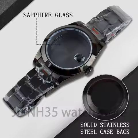Black/Gold PVD Oyster Bracelet NH35 Case 36mm/39mm for 28.5mm Dial NH35 NH36 Movement Sapphire Glass