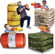 NINOSTAR Pack of 4 Combat Battlefield Inflatables, Compatible with Nerf, Laser tag, Water Gun, Dart Gun, Perfect for Boys and Girls Birthday Activities, Suitable fot Kids and Adults