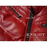 EDWIN leather down jacket 新潮時尚 剪裁 皮革 保暖 羽絨外套 (電氣紅)