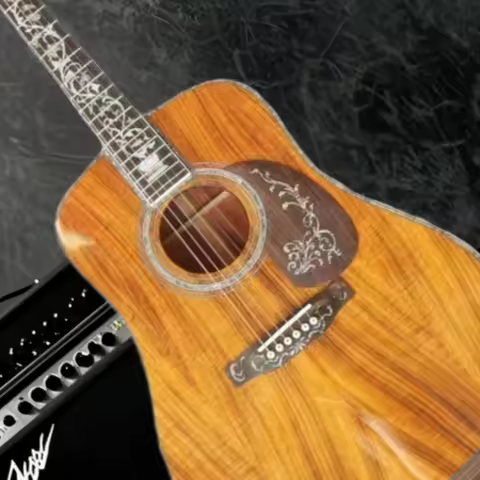 D45 Series Wood Color Guitar Solid Top KOA Wood Abalone Shell Inlaid with Natural Acoustic Guitar 41