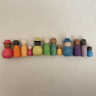 Wooden Peg Dolls Rainbow Color Baby Figures Toys Nordic Decorative Preschool Learning Montessori Edu
