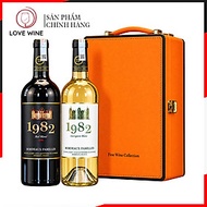 Hộp Da Cam 2 Chai Rượu Vang Pháp 1982 UG Bordeaux + Túi