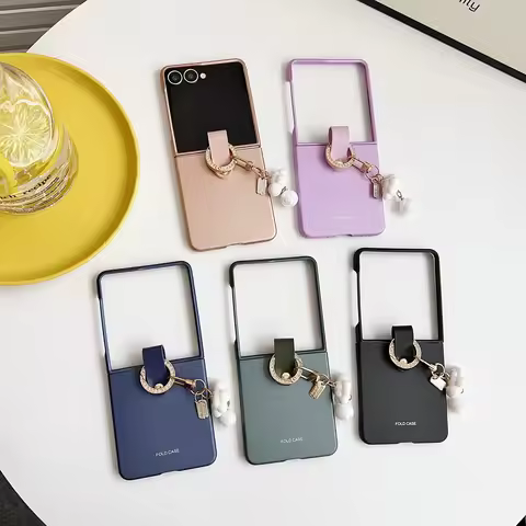 Luxury Frosted Solid Color Phone Case with Cloud Pendant Ring for Samsung Galaxy Z Flip 8 Z Flip7 Z 